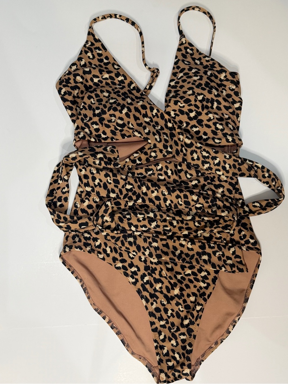Aerie Leopard One Piece Wrap Swimsuit Size Small Long